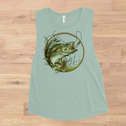 Ice Strong Outdoors Rockstarlette Bass Fishing Logo, Relaxed Fit Muscle Tank Top Fancy-Ladies Only!