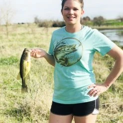 Rockstarlette Bass Fishing Relaxed Fit T Shirt, Heather Mint