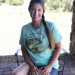 Rockstarlette Bass Fishing Relaxed Fit T Shirt, Heather Mint