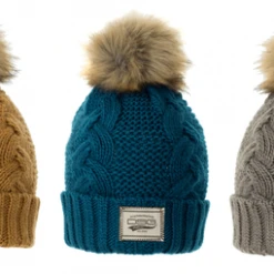 Fancy-Ladies Only! DSG Chunky Knit Pom Beanie - Tan, Navy Or Warm Grey