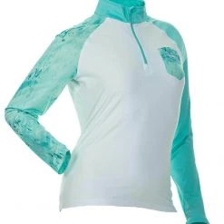 DSG Realtree Fishing® Camo 1/4 Zip Shirt - UPF 50 - Salmon Or Aqua Fancy-Ladies Only!