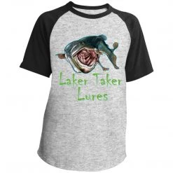 CustomCat Youth Laker Taker Lures SS Colorblock Raglan Jersey (6 Color Choices) Laker Taker Lures & Swag