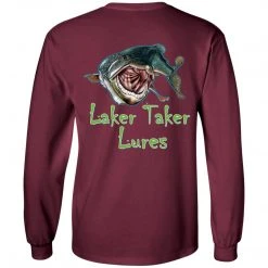 CustomCat Men's Long Sleeve Laker Taker Tee - Red/White Logo Laker Taker Lures & Swag