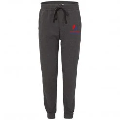 CustomCat Ice Strong Outdoors Adult Fleece Joggers-Patriotic Logo - Black/Charcoal/Heather Grey