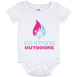 CustomCat Ice Strong Baby Onesie 12 Month Cool Blue & Magenta Logo Infant Ice Strong Apparel