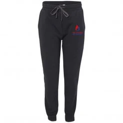 CustomCat Ice Strong Outdoors Adult Fleece Joggers-Patriotic Logo - Black/Charcoal/Heather Grey