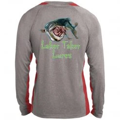 CustomCat Men's Long Sleeve Laker Taker Color Block Shirt - Red/Black Logo Laker Taker Lures & Swag