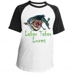 CustomCat Youth Laker Taker Lures SS Colorblock Raglan Jersey (6 Color Choices) Laker Taker Lures & Swag