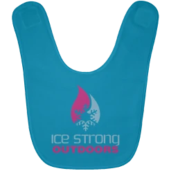 CustomCat Ice Strong Baby Bib Blue & Pink Logo (LOTS Of Bib Color Choices) Infant Ice Strong Apparel