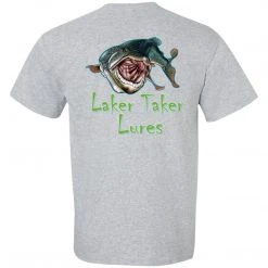 CustomCat Men's Ice Strong Patriotic Chest/Laker Taker Back TALL Ultra Cotton T-Shirt (4 Color Choices) Laker Taker Lures & Swag