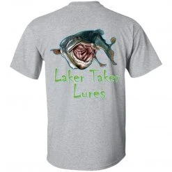 CustomCat Laker Taker Lures & Swag Men's Ice Strong Patriotic Logo Front/Laker Taker Back Regular Size Ultra Cotton T-Shirt (12 Color Choices)