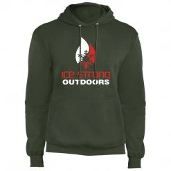 Ice Strong Outdoors Sales 16 CustomCat Men's Regular Pullover Hooded Sweatshirt Red & White Logo (Athletic Heather, Charcoal, Black, Navy, Royal, Olive) Men's Ice Strong Apparel