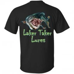 CustomCat Laker Taker Lures & Swag Men's Ice Strong Patriotic Logo Front/Laker Taker Back Regular Size Ultra Cotton T-Shirt (12 Color Choices)