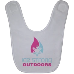 CustomCat Ice Strong Baby Bib Blue & Pink Logo (LOTS Of Bib Color Choices) Infant Ice Strong Apparel