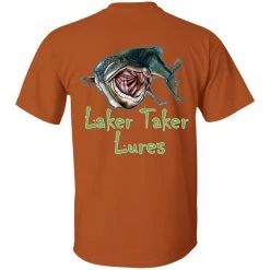 CustomCat Laker Taker Lures & Swag Men's Ice Strong Patriotic Logo Front/Laker Taker Back Regular Size Ultra Cotton T-Shirt (12 Color Choices)