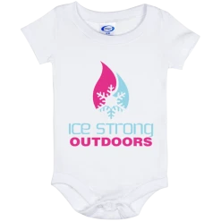 CustomCat Ice Strong Baby Onesie 06 Month Cool Blue & Magenta Logo Infant Ice Strong Apparel