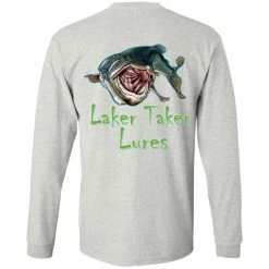 CustomCat Men's Long Sleeve Laker Taker Tee - Red/White Logo Laker Taker Lures & Swag