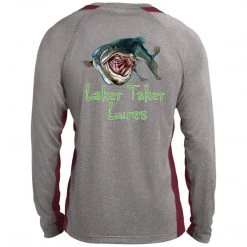 CustomCat Men's Long Sleeve Laker Taker Color Block Shirt - Red/Black Logo Laker Taker Lures & Swag