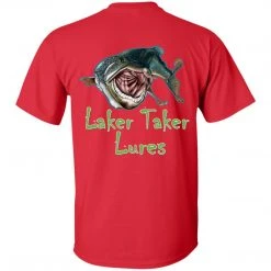 CustomCat Laker Taker Lures & Swag Men's Ice Strong Patriotic Logo Front/Laker Taker Back Regular Size Ultra Cotton T-Shirt (12 Color Choices)