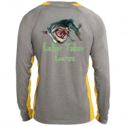 CustomCat Men's Long Sleeve Laker Taker Color Block Shirt - Red/Black Logo Laker Taker Lures & Swag