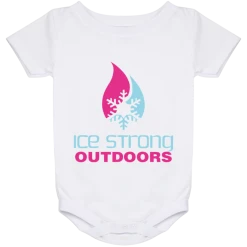 CustomCat Ice Strong Baby Onesie 24 Month Cool Blue & Magenta Logo