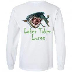 CustomCat Men's Long Sleeve Laker Taker Tee - Red/White Logo Laker Taker Lures & Swag