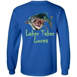 CustomCat Men's Long Sleeve Laker Taker Tee - Red/White Logo Laker Taker Lures & Swag