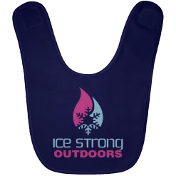 CustomCat Ice Strong Baby Bib Blue & Pink Logo (LOTS Of Bib Color Choices) Infant Ice Strong Apparel