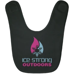 Ice Strong Outdoors Sales 13 CustomCat Ice Strong Baby Bib Blue & Pink Logo (LOTS Of Bib Color Choices) Infant Ice Strong Apparel