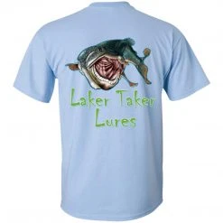 CustomCat Laker Taker Lures & Swag Men's Ice Strong Patriotic Logo Front/Laker Taker Back Regular Size Ultra Cotton T-Shirt (12 Color Choices)