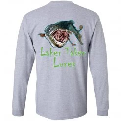 CustomCat Men's Long Sleeve Laker Taker Tee - Red/White Logo Laker Taker Lures & Swag