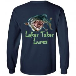 CustomCat Men's Long Sleeve Laker Taker Tee - Red/Black Logo Laker Taker Lures & Swag 41 CustomCat Men's Long Sleeve Laker Taker Tee - Red/Black Logo Laker Taker Lures & Swag