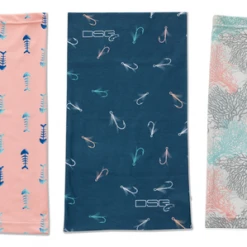 DSG Emery Neck Gaiter - UPF 50+ - Pink Bones, Blue Fish Hooks Or White Coral