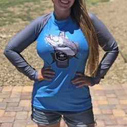 Rockstarlette Fishing And Beer Fishing Logo, UPF 40, Sun Shirt/Rash Guard