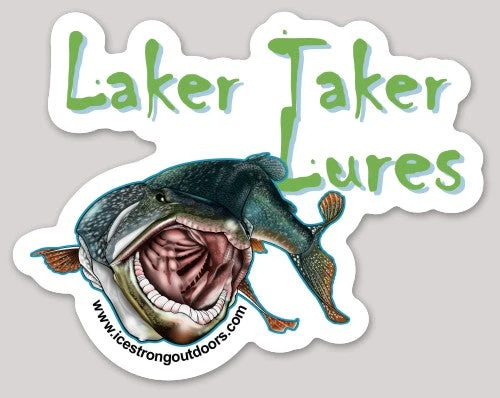 Ice Strong Outdoors Laker Taker Lures Die Cut Sticker 5.13" X 4" Lake Trout 3 Ice Strong Outdoors Laker Taker Lures Die Cut Sticker 5.13" X 4" Lake Trout
