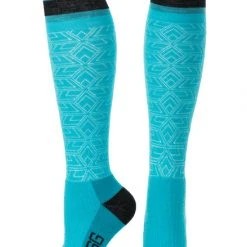 DSG Lightweight Performance Merino Wool Snow Sock - Blue Or Green Fancy-Ladies Only!