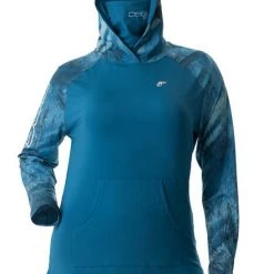 DSG Nora Realtree Fishing® Pattern Hooded Fishing Shirt - UPF 50+ - Salmon, Navy Or Aqua