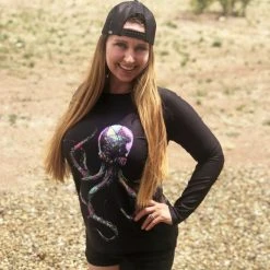 Rockstarlette Octopus UPF 40, Sun Shirt/Rash Guard, Black, Blue, Or Hot Pink Fancy-Ladies Only!