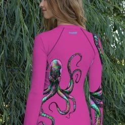 Rockstarlette Octopus UPF 40, Sun Shirt/Rash Guard, Black, Blue, Or Hot Pink Fancy-Ladies Only!