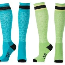 DSG Lightweight Performance Merino Wool Snow Sock - Blue Or Green Fancy-Ladies Only!