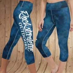 Ice Strong Outdoors Rockstarlette Watercolor Rockstarlette Outdoors Logo Yoga CAPRI OR FULL LENGTH Leggings, Wide Waistband