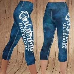 Ice Strong Outdoors Rockstarlette Watercolor Rockstarlette Outdoors Logo Yoga CAPRI OR FULL LENGTH Leggings, Wide Waistband