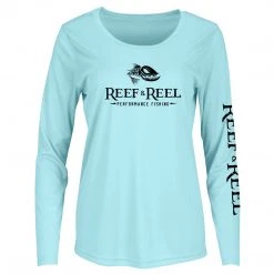 Reef & Reel Women's Floating Fish Big Logo Performance LS Shirt Fancy-Ladies Only!