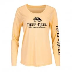 Reef & Reel Women's Floating Fish Big Logo Performance LS Shirt Fancy-Ladies Only!