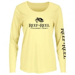 Reef & Reel Women's Floating Fish Big Logo Performance LS Shirt Fancy-Ladies Only!